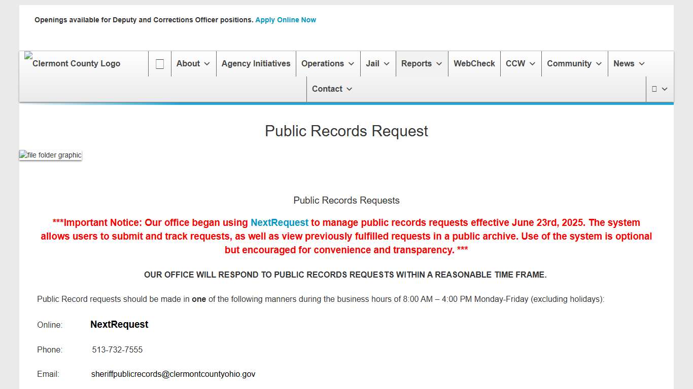 Public Records Request Clermont County Sheriff